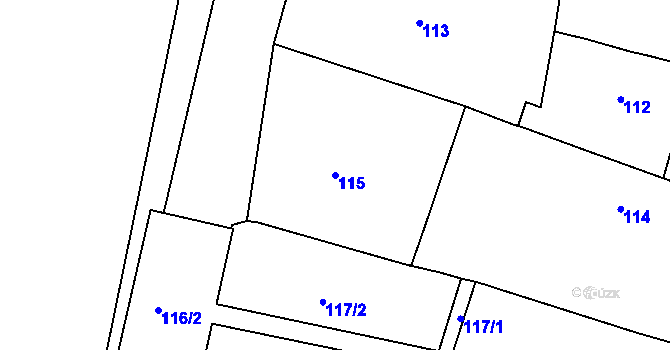 Parcela st. 115 v KÚ Bohnice, Katastrální mapa