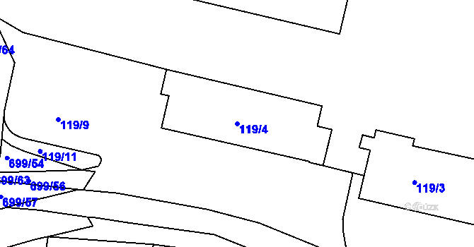Parcela st. 119/4 v KÚ Bohnice, Katastrální mapa
