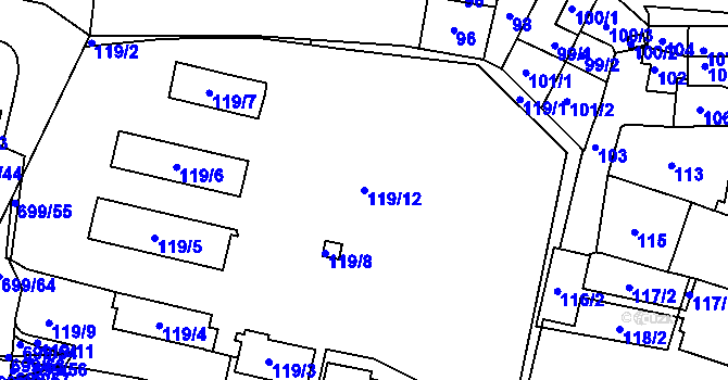 Parcela st. 119/12 v KÚ Bohnice, Katastrální mapa