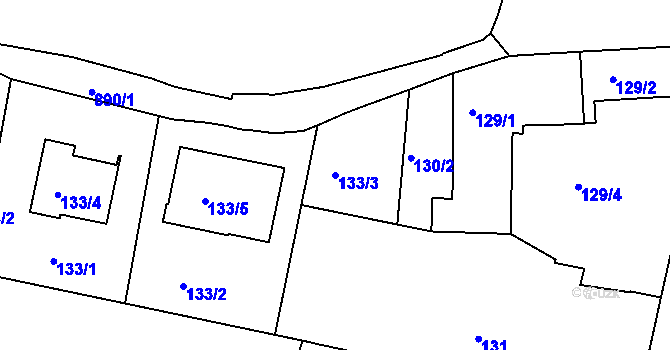 Parcela st. 133/3 v KÚ Bohnice, Katastrální mapa