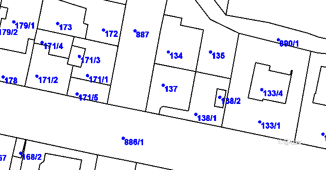 Parcela st. 137 v KÚ Bohnice, Katastrální mapa
