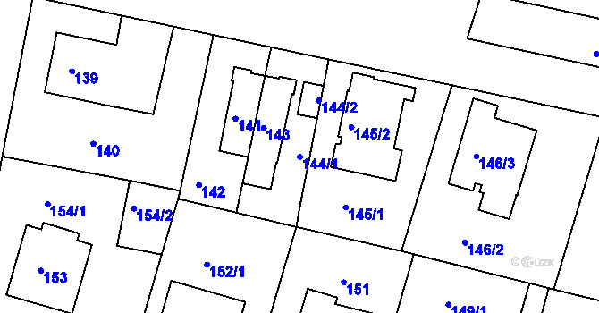 Parcela st. 144/1 v KÚ Bohnice, Katastrální mapa
