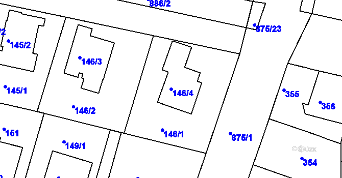 Parcela st. 146/4 v KÚ Bohnice, Katastrální mapa
