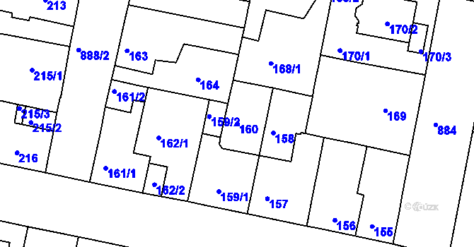 Parcela st. 160 v KÚ Bohnice, Katastrální mapa