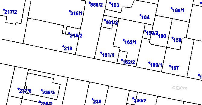 Parcela st. 161/1 v KÚ Bohnice, Katastrální mapa
