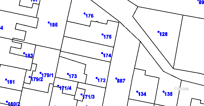 Parcela st. 174 v KÚ Bohnice, Katastrální mapa