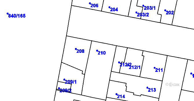 Parcela st. 210 v KÚ Bohnice, Katastrální mapa