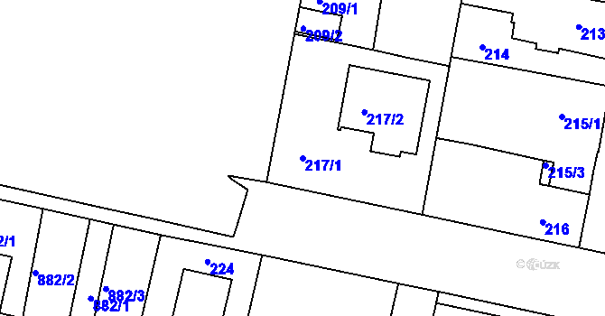 Parcela st. 217/1 v KÚ Bohnice, Katastrální mapa