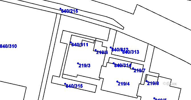 Parcela st. 219/6 v KÚ Bohnice, Katastrální mapa