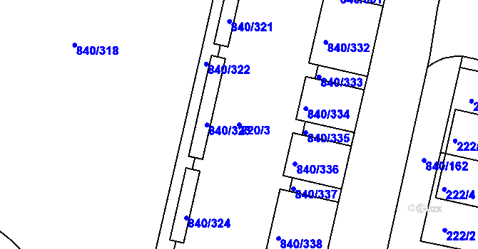 Parcela st. 220/3 v KÚ Bohnice, Katastrální mapa