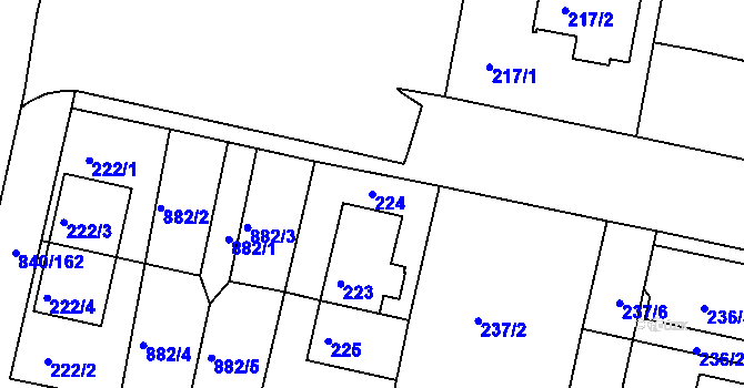 Parcela st. 224 v KÚ Bohnice, Katastrální mapa