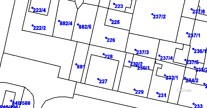 Parcela st. 228 v KÚ Bohnice, Katastrální mapa