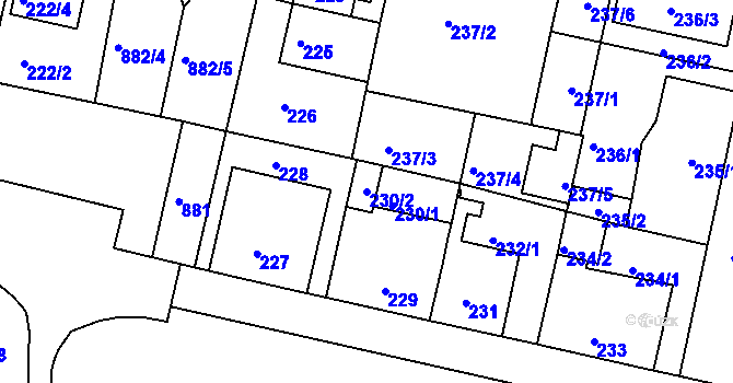Parcela st. 230/2 v KÚ Bohnice, Katastrální mapa