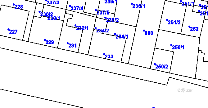Parcela st. 233 v KÚ Bohnice, Katastrální mapa