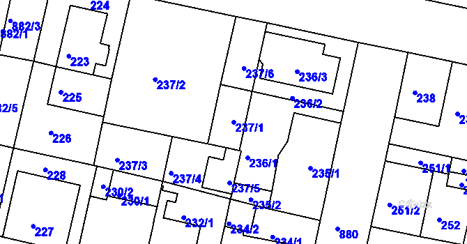 Parcela st. 237/1 v KÚ Bohnice, Katastrální mapa