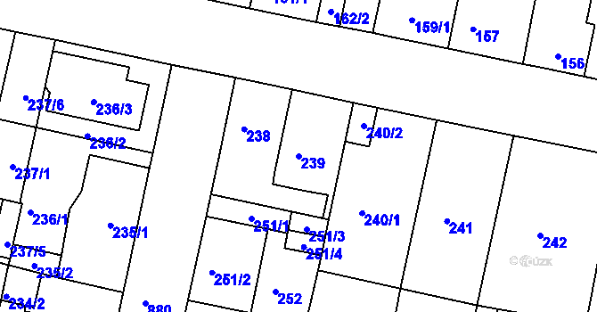 Parcela st. 239 v KÚ Bohnice, Katastrální mapa