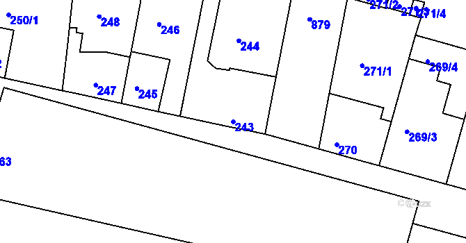 Parcela st. 243 v KÚ Bohnice, Katastrální mapa