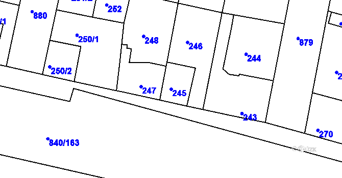 Parcela st. 245 v KÚ Bohnice, Katastrální mapa