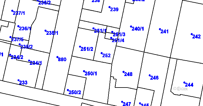 Parcela st. 252 v KÚ Bohnice, Katastrální mapa