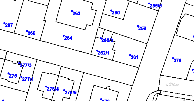 Parcela st. 262/1 v KÚ Bohnice, Katastrální mapa