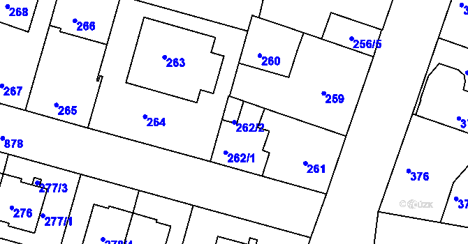 Parcela st. 262/2 v KÚ Bohnice, Katastrální mapa