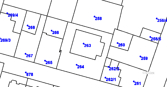 Parcela st. 263 v KÚ Bohnice, Katastrální mapa