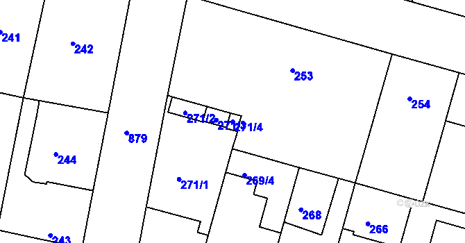 Parcela st. 271/4 v KÚ Bohnice, Katastrální mapa