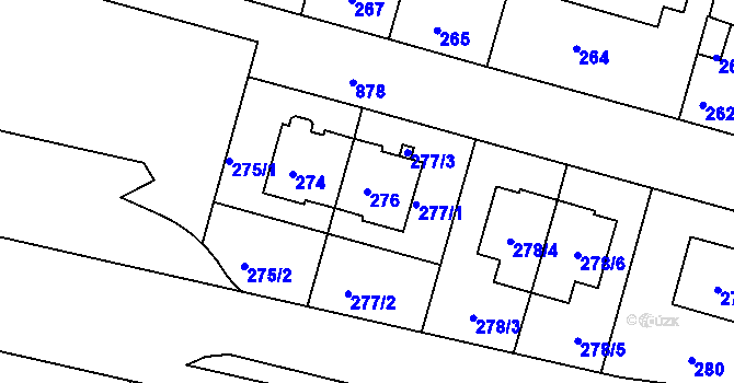 Parcela st. 276 v KÚ Bohnice, Katastrální mapa