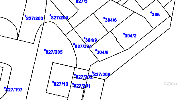 Parcela st. 304/8 v KÚ Bohnice, Katastrální mapa