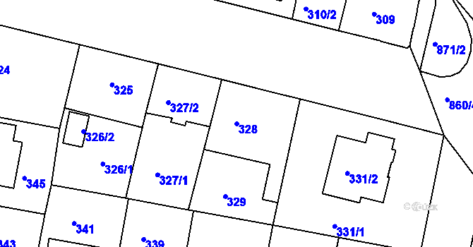 Parcela st. 328 v KÚ Bohnice, Katastrální mapa