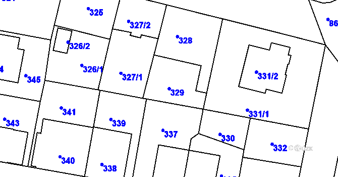 Parcela st. 329 v KÚ Bohnice, Katastrální mapa