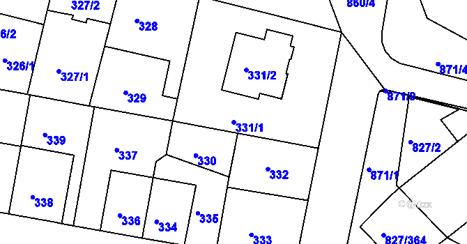 Parcela st. 331/1 v KÚ Bohnice, Katastrální mapa