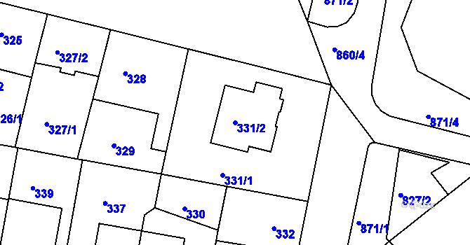 Parcela st. 331/2 v KÚ Bohnice, Katastrální mapa