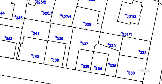 Parcela st. 337 v KÚ Bohnice, Katastrální mapa
