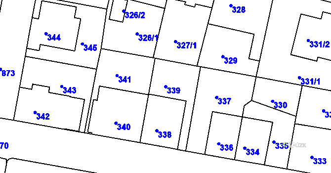 Parcela st. 339 v KÚ Bohnice, Katastrální mapa