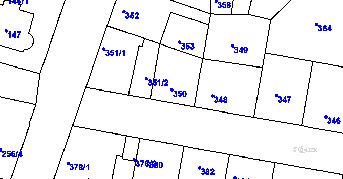 Parcela st. 350 v KÚ Bohnice, Katastrální mapa
