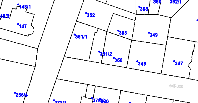 Parcela st. 351/2 v KÚ Bohnice, Katastrální mapa
