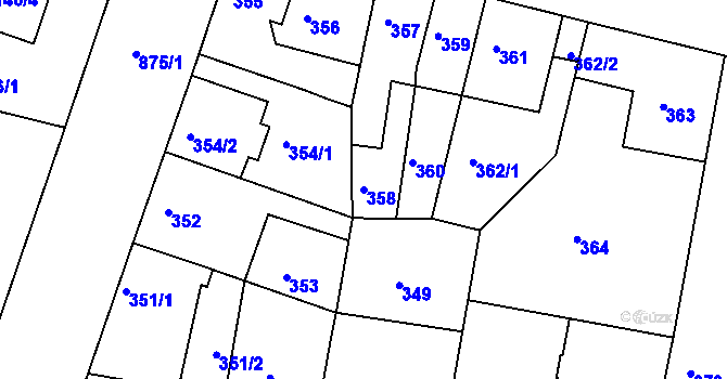 Parcela st. 358 v KÚ Bohnice, Katastrální mapa