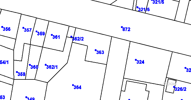 Parcela st. 363 v KÚ Bohnice, Katastrální mapa