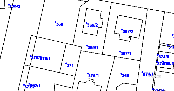 Parcela st. 369/1 v KÚ Bohnice, Katastrální mapa