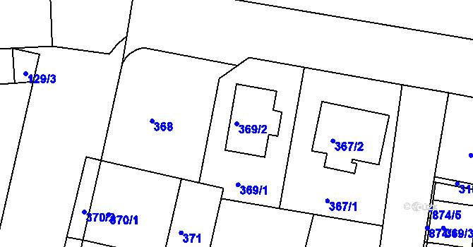 Parcela st. 369/2 v KÚ Bohnice, Katastrální mapa