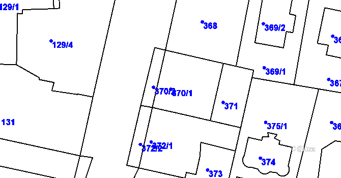 Parcela st. 370/1 v KÚ Bohnice, Katastrální mapa