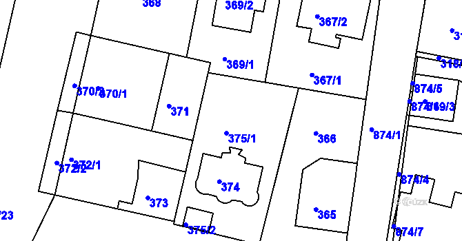 Parcela st. 375 v KÚ Bohnice, Katastrální mapa