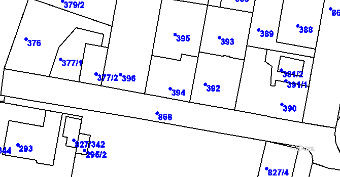 Parcela st. 394 v KÚ Bohnice, Katastrální mapa