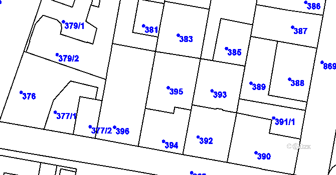 Parcela st. 395 v KÚ Bohnice, Katastrální mapa