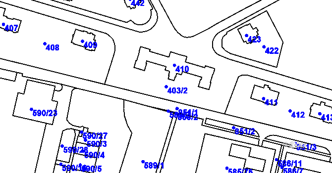 Parcela st. 403/2 v KÚ Bohnice, Katastrální mapa