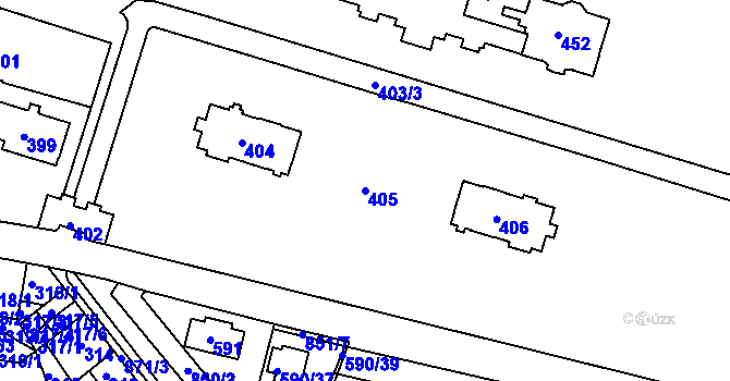 Parcela st. 405 v KÚ Bohnice, Katastrální mapa