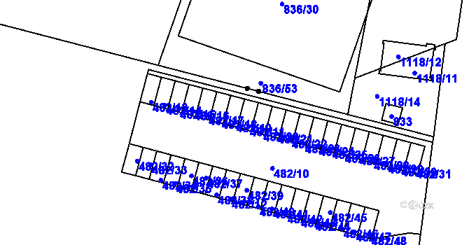 Parcela st. 482/19 v KÚ Bohnice, Katastrální mapa