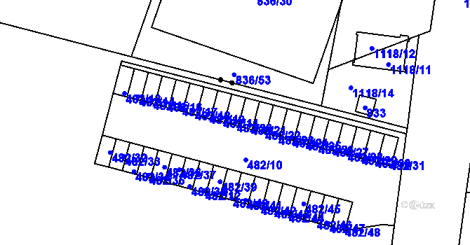 Parcela st. 482/20 v KÚ Bohnice, Katastrální mapa