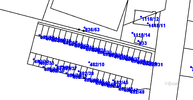 Parcela st. 482/22 v KÚ Bohnice, Katastrální mapa